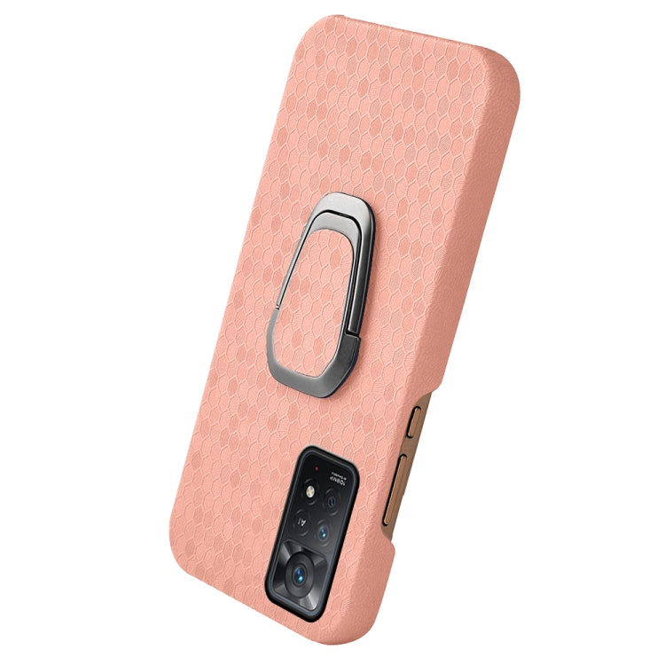 For Xiaomi Redmi Note 11 Pro Global Ring Holder Honeycomb PU Phone Case