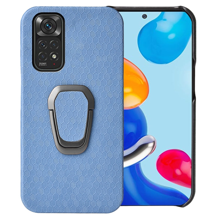 For Xiaomi Redmi Note 11 4G Global Ring Holder Honeycomb PU Phone Case