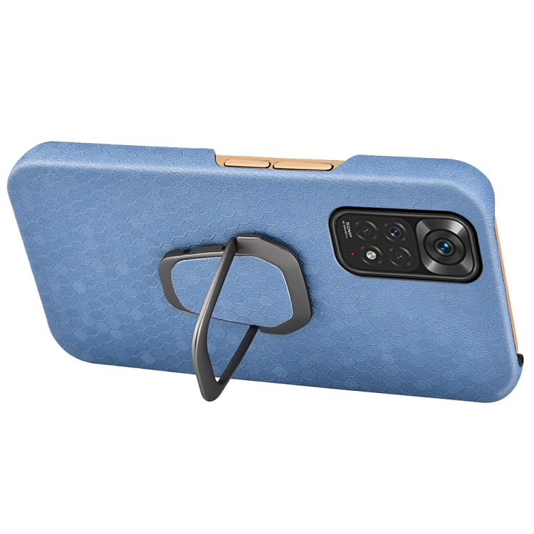 For Xiaomi Redmi Note 11 4G Global Ring Holder Honeycomb PU Phone Case