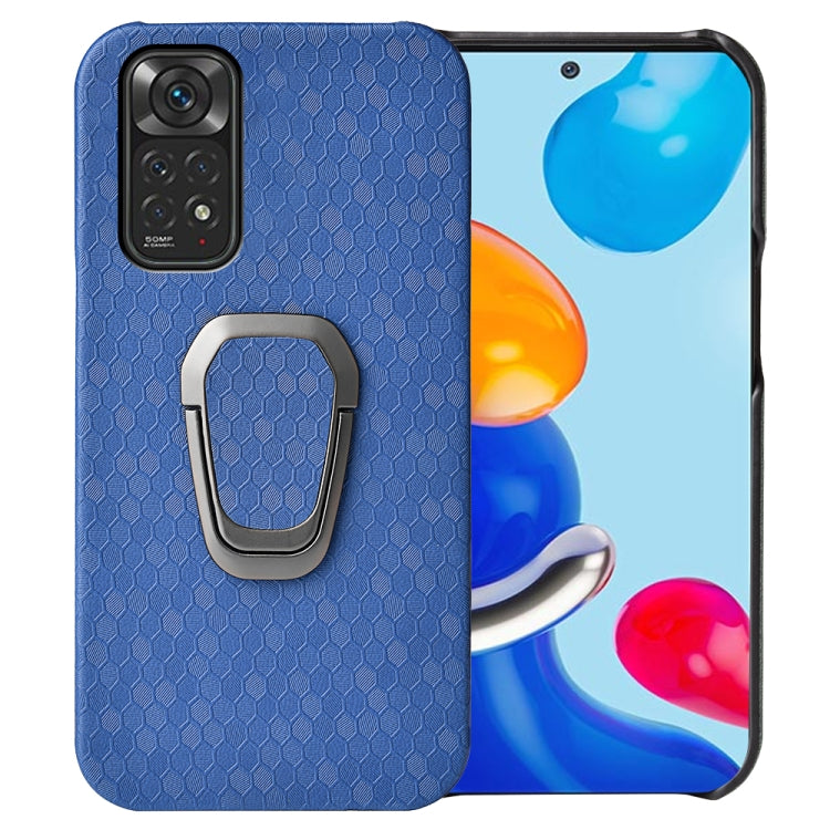 For Xiaomi Redmi Note 11 4G Global Ring Holder Honeycomb PU Phone Case