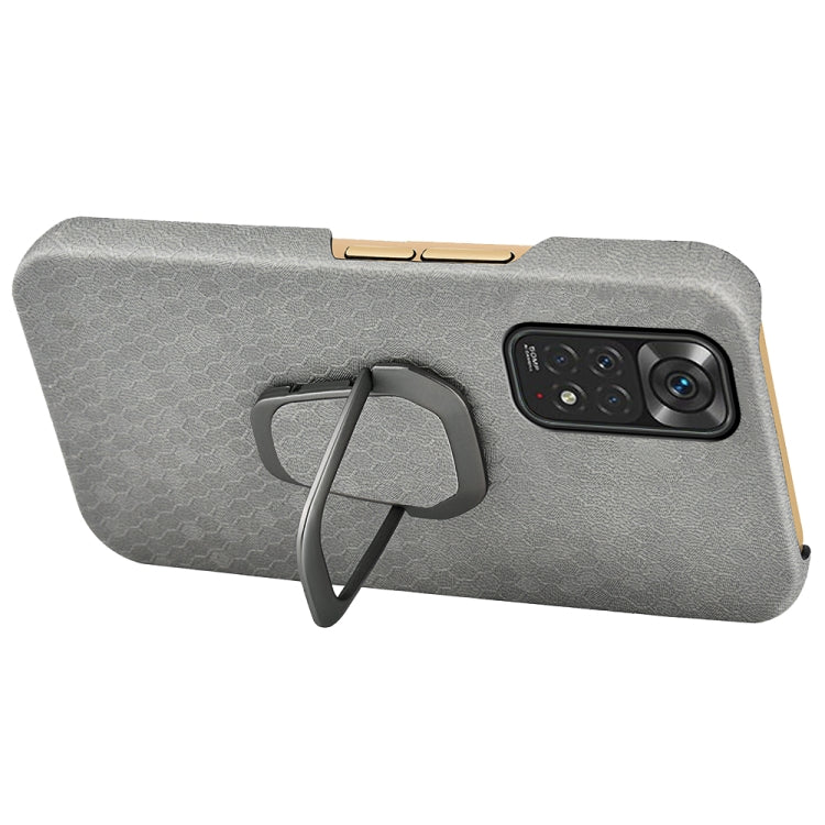 For Xiaomi Redmi Note 11 4G Global Ring Holder Honeycomb PU Phone Case