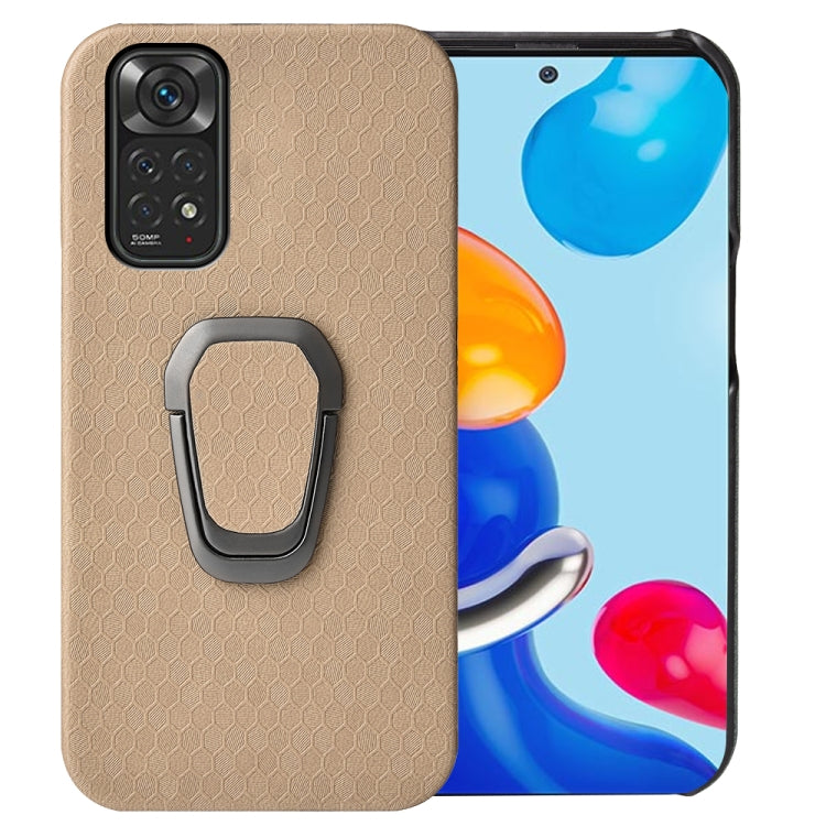 For Xiaomi Redmi Note 11 4G Global Ring Holder Honeycomb PU Phone Case