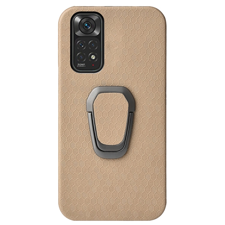 For Xiaomi Redmi Note 11 4G Global Ring Holder Honeycomb PU Phone Case