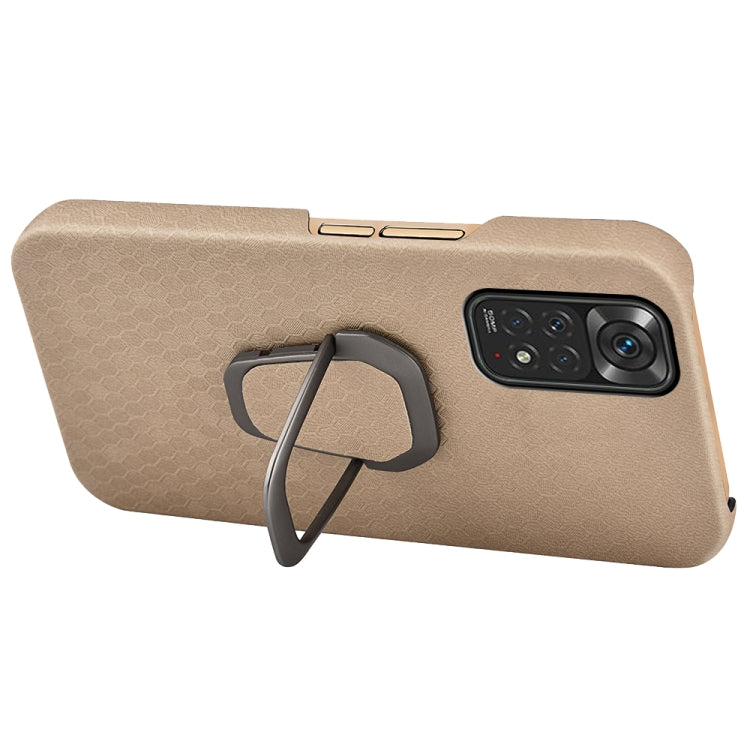 For Xiaomi Redmi Note 11 4G Global Ring Holder Honeycomb PU Phone Case