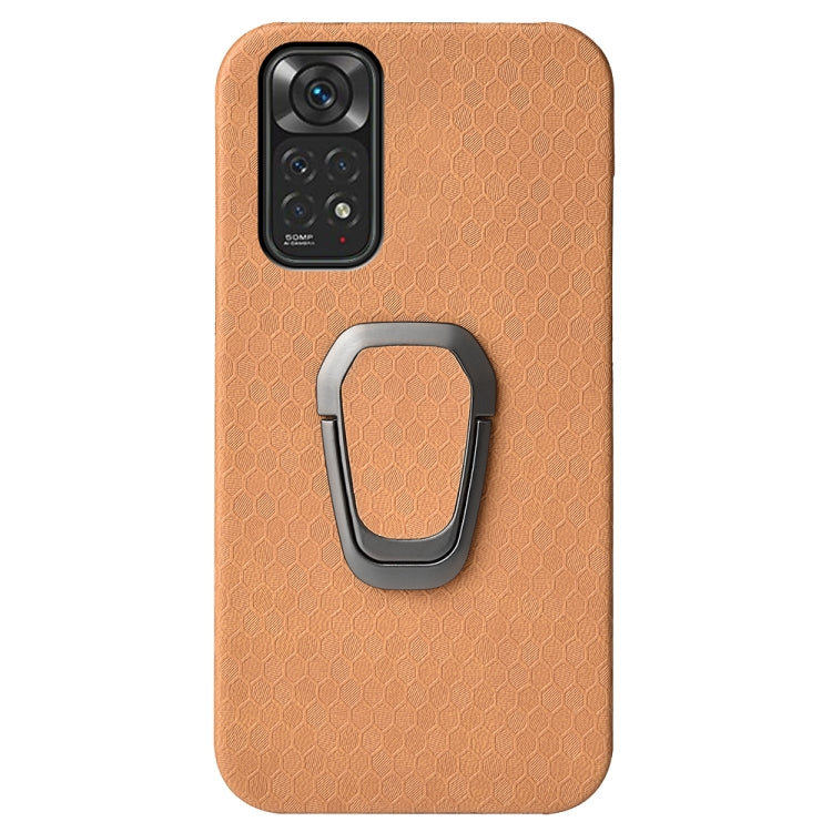 For Xiaomi Redmi Note 11 4G Global Ring Holder Honeycomb PU Phone Case