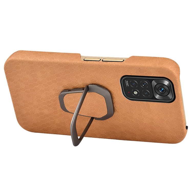 For Xiaomi Redmi Note 11 4G Global Ring Holder Honeycomb PU Phone Case
