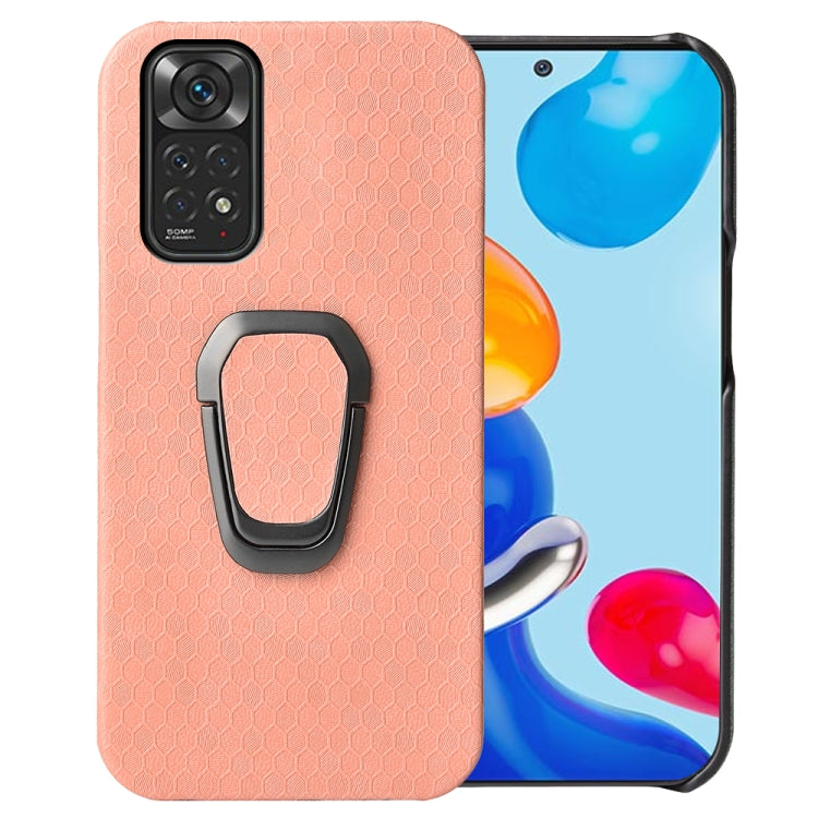 For Xiaomi Redmi Note 11 4G Global Ring Holder Honeycomb PU Phone Case