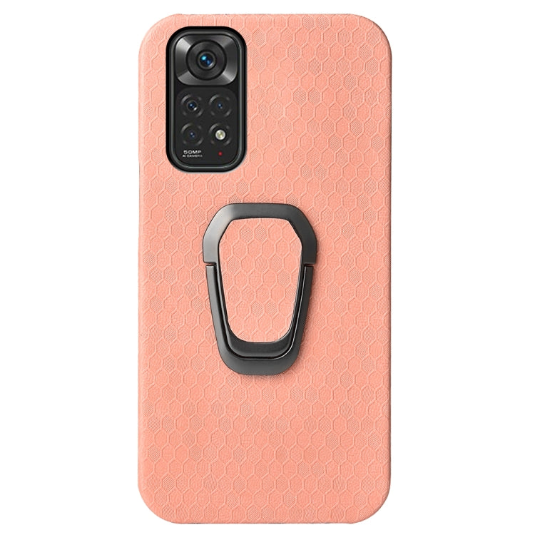 For Xiaomi Redmi Note 11 4G Global Ring Holder Honeycomb PU Phone Case