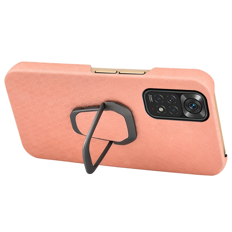For Xiaomi Redmi Note 11 4G Global Ring Holder Honeycomb PU Phone Case