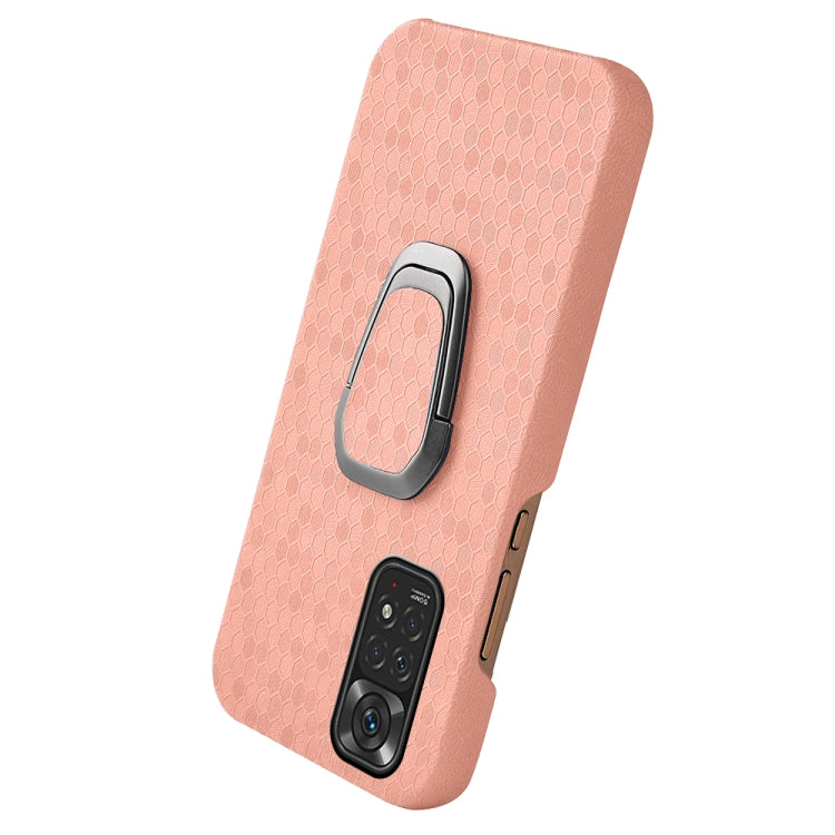 For Xiaomi Redmi Note 11 4G Global Ring Holder Honeycomb PU Phone Case