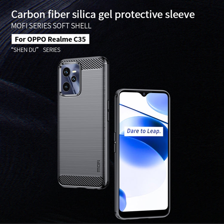 For OPPO Realme C35 MOFI Gentleness Brushed Carbon Fiber Soft TPU Case