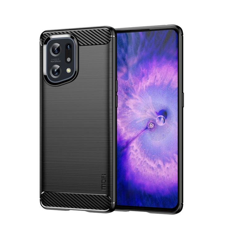 For OPPO Find X5 MOFI Gentleness Brushed Carbon Fiber Soft TPU Case