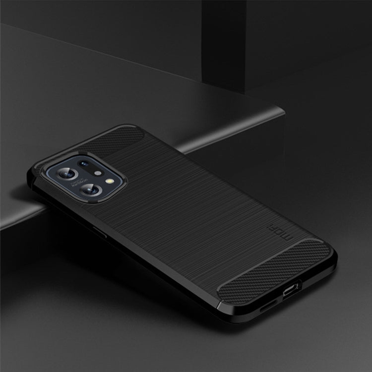 For OPPO Find X5 MOFI Gentleness Brushed Carbon Fiber Soft TPU Case