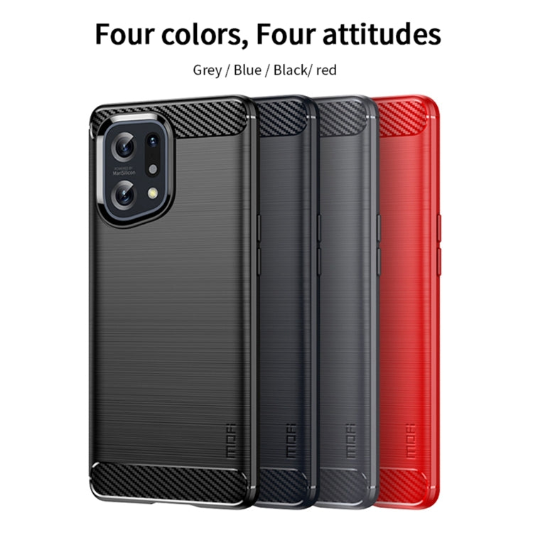 For OPPO Find X5 MOFI Gentleness Brushed Carbon Fiber Soft TPU Case