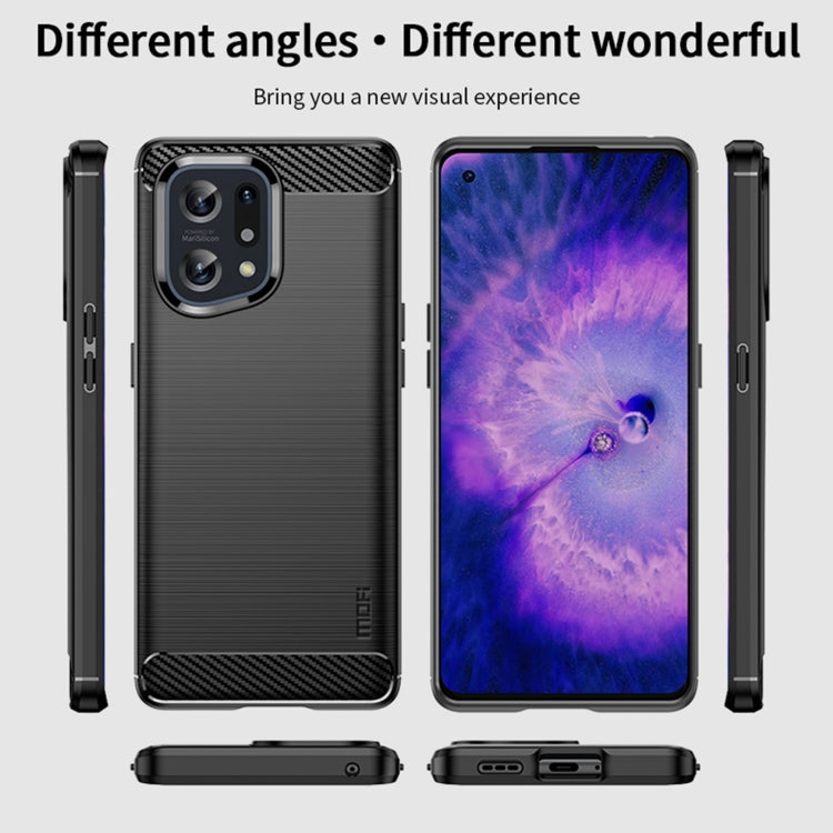 For OPPO Find X5 MOFI Gentleness Brushed Carbon Fiber Soft TPU Case
