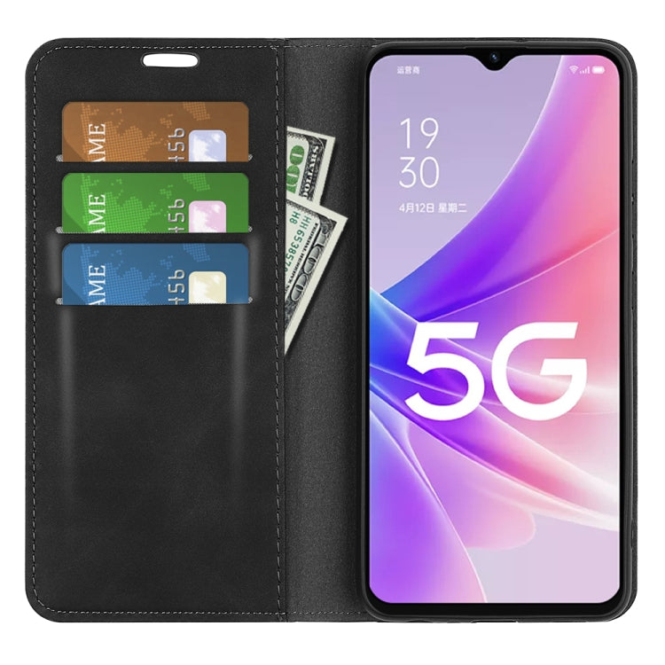 For OPPO A57 5G Retro-skin Magnetic Suction Leather Phone Case