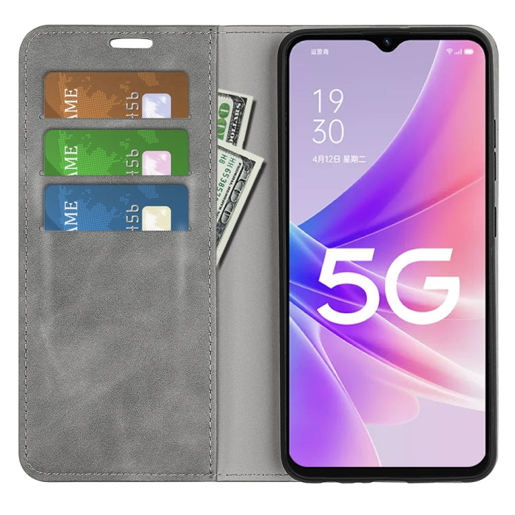 For OPPO A57 5G Retro-skin Magnetic Suction Leather Phone Case