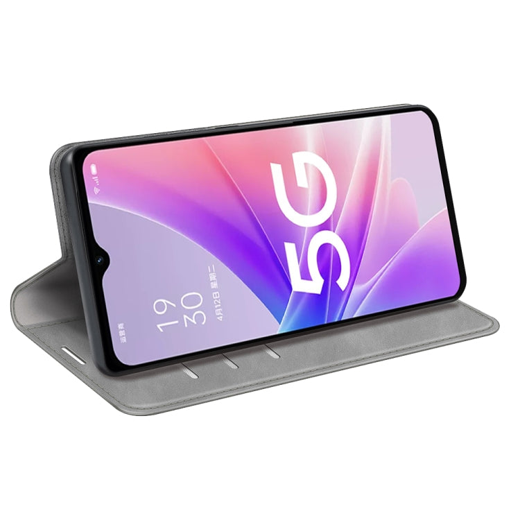 For OPPO A57 5G Retro-skin Magnetic Suction Leather Phone Case