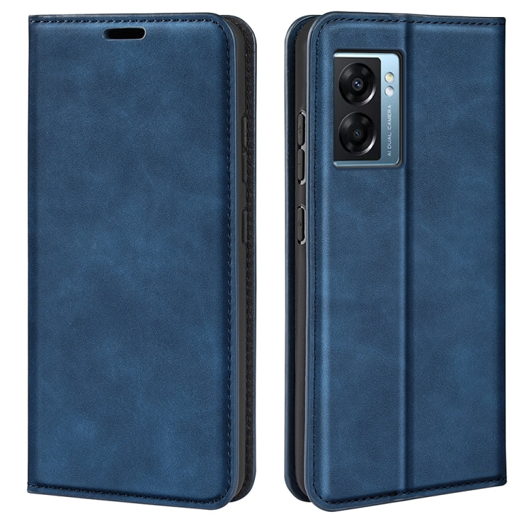 For OPPO A57 5G Retro-skin Magnetic Suction Leather Phone Case
