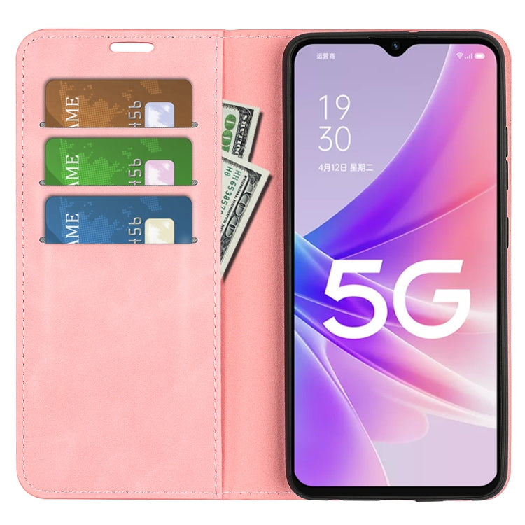 For OPPO A57 5G Retro-skin Magnetic Suction Leather Phone Case