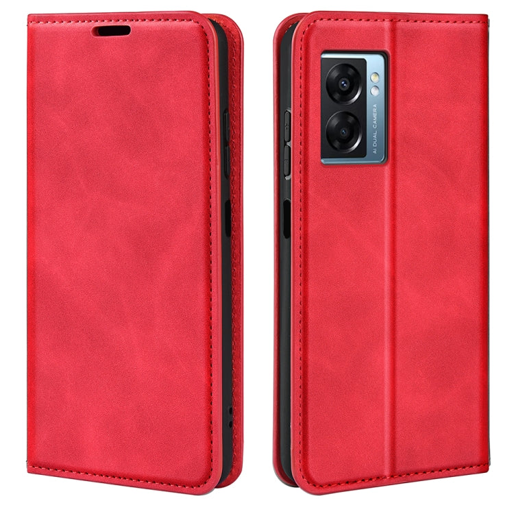 For OPPO A57 5G Retro-skin Magnetic Suction Leather Phone Case