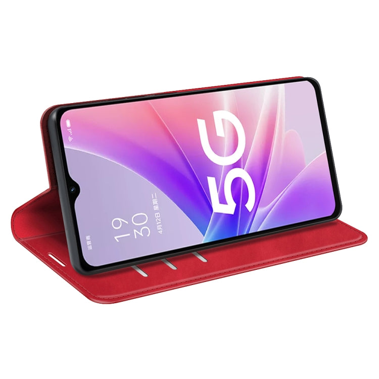 For OPPO A57 5G Retro-skin Magnetic Suction Leather Phone Case