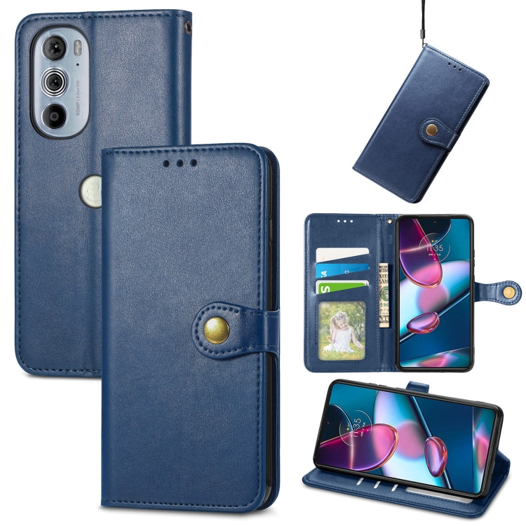 For Motorola Edge 30 Pro Retro Solid Color Buckle Leather Phone Case