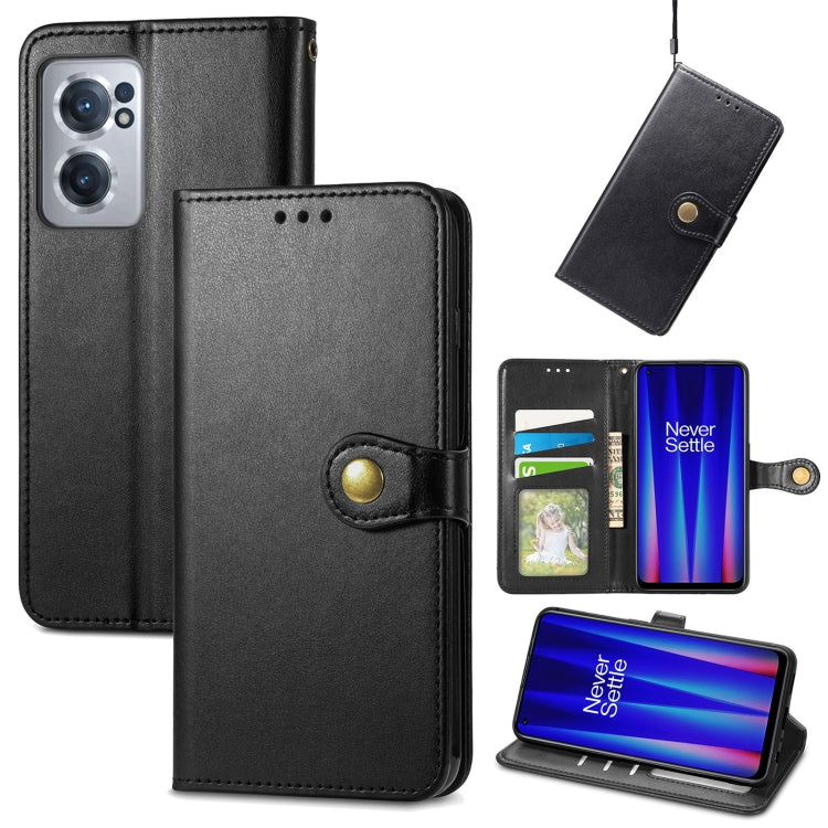 For OnePlus Nord CE 2 5G Retro Solid Color Buckle Leather Phone Case