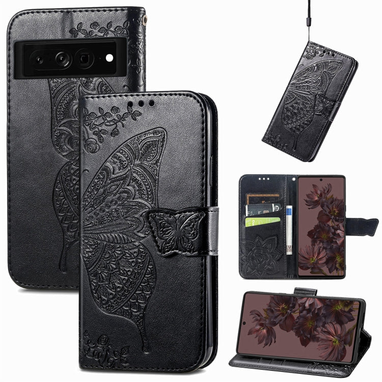 For Google Pixel 7 Pro 5G Butterfly Love Flower Embossed Leather Phone Case