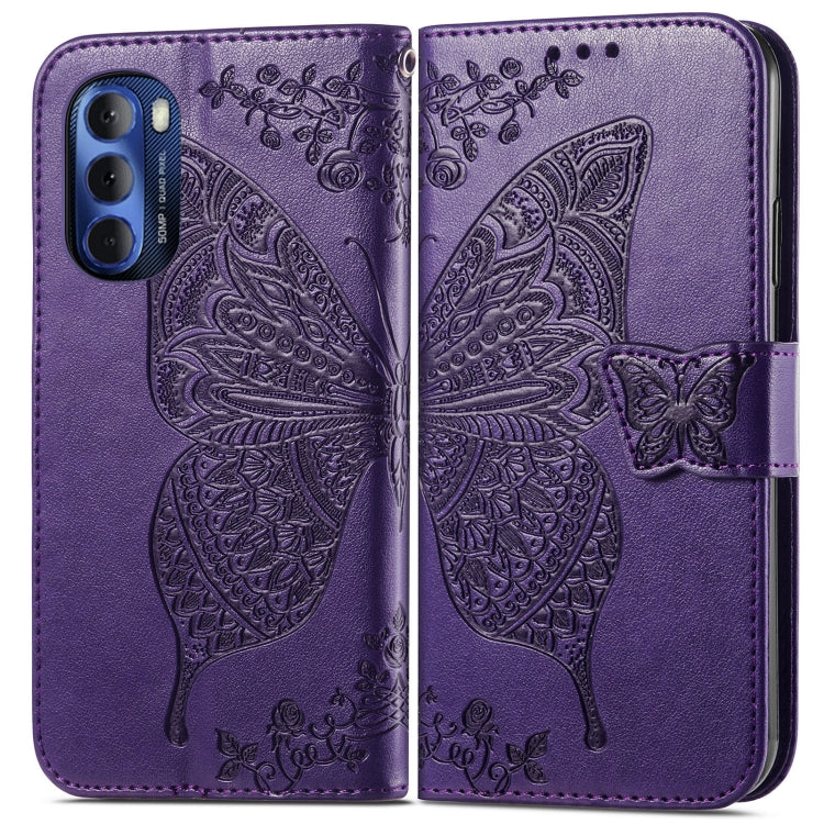 For Motorola Moto G Stylus 5G 2022 Butterfly Love Flower Embossed Leather Phone Case