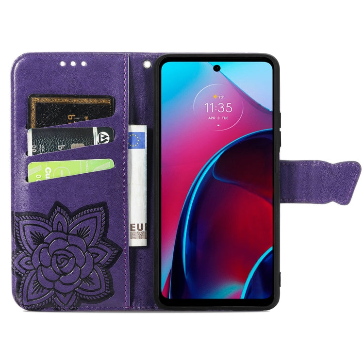 For Motorola Moto G Stylus 5G 2022 Butterfly Love Flower Embossed Leather Phone Case