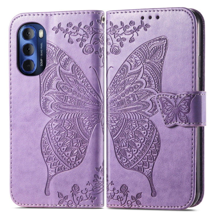 For Motorola Moto G Stylus 5G 2022 Butterfly Love Flower Embossed Leather Phone Case