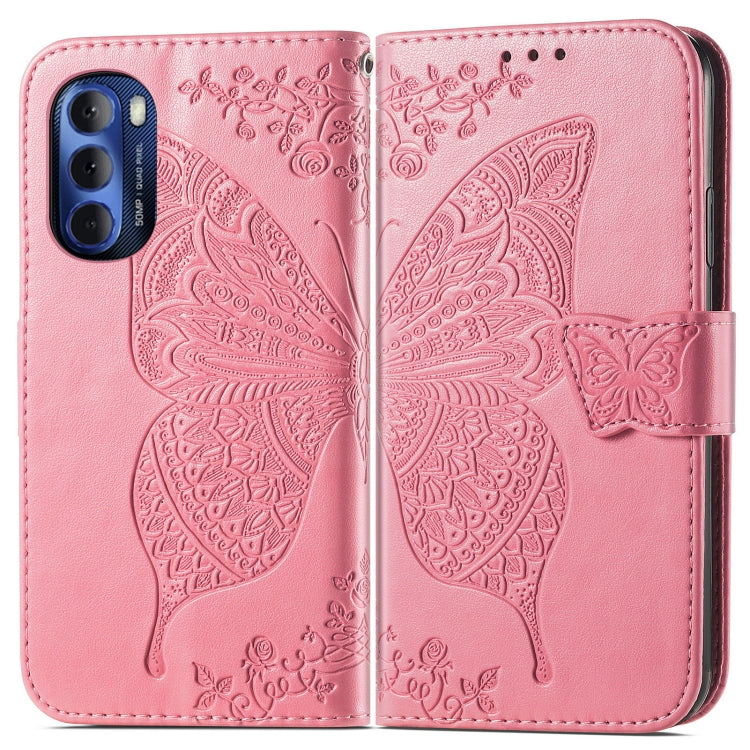 For Motorola Moto G Stylus 5G 2022 Butterfly Love Flower Embossed Leather Phone Case