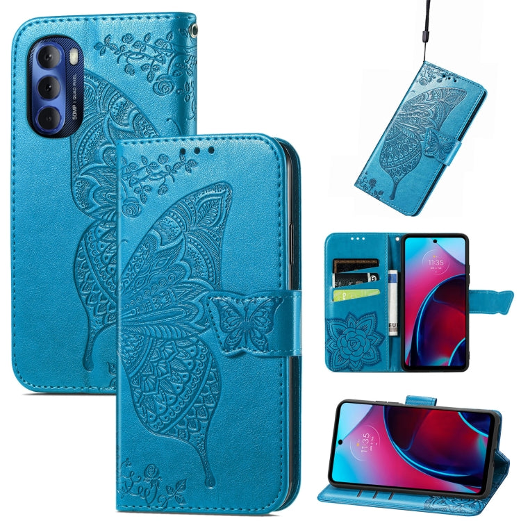For Motorola Moto G Stylus 5G 2022 Butterfly Love Flower Embossed Leather Phone Case