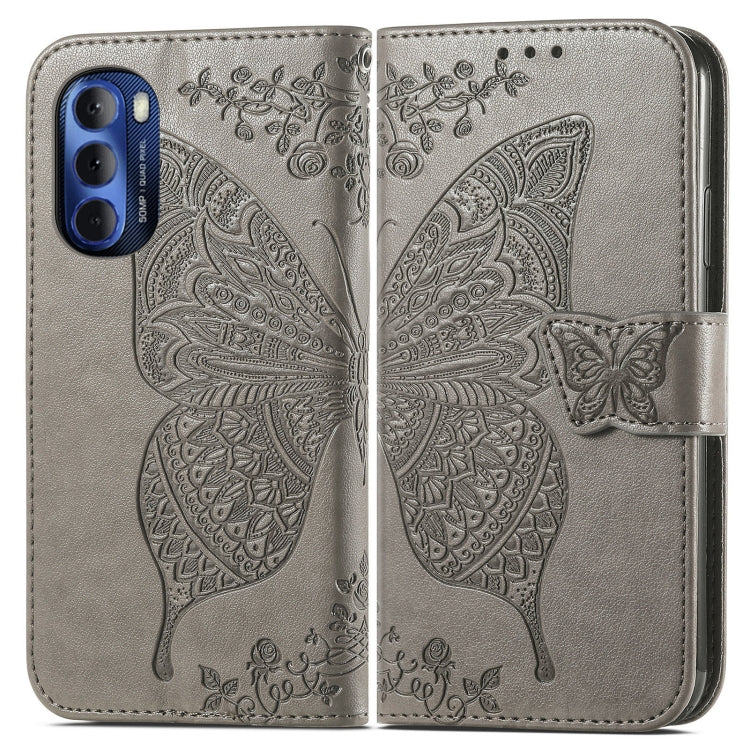 For Motorola Moto G Stylus 5G 2022 Butterfly Love Flower Embossed Leather Phone Case