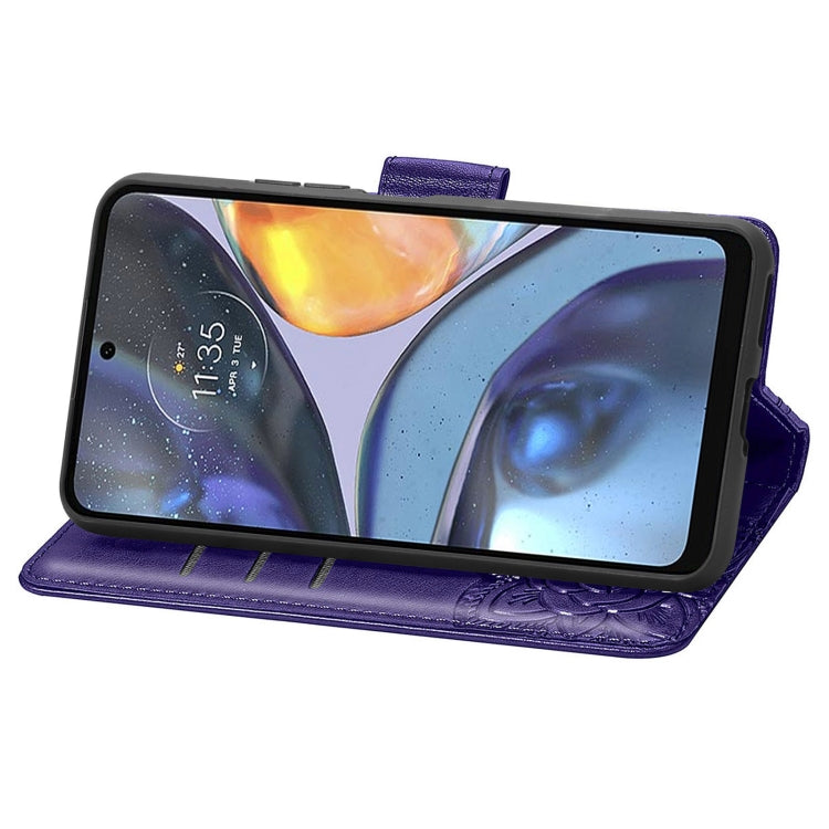 For Motorola Moto G22 Butterfly Love Flower Embossed Leather Phone Case