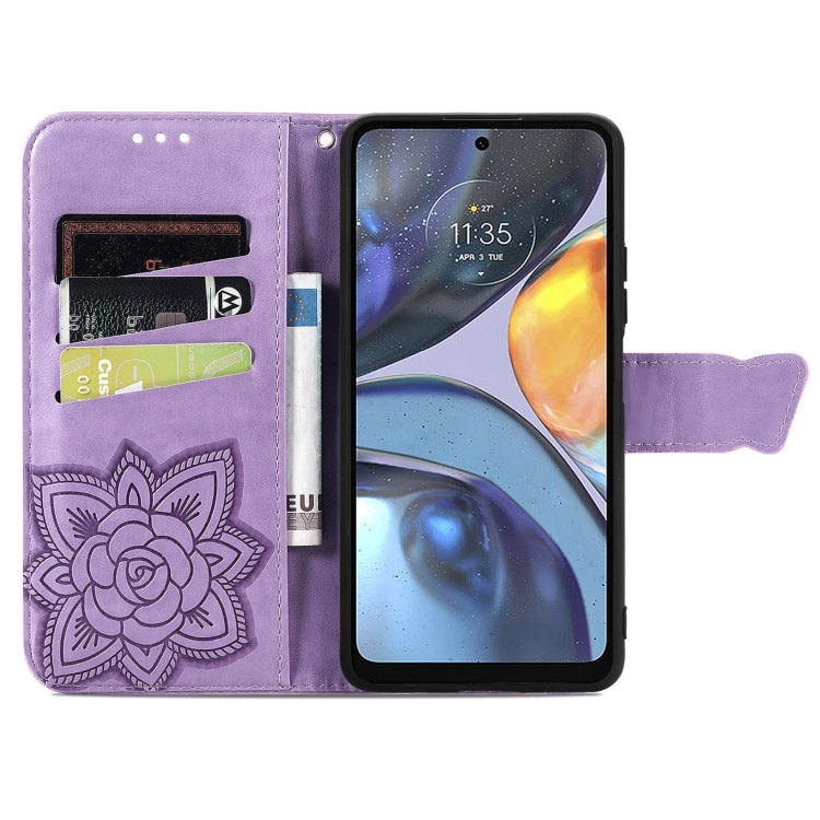 For Motorola Moto G22 Butterfly Love Flower Embossed Leather Phone Case