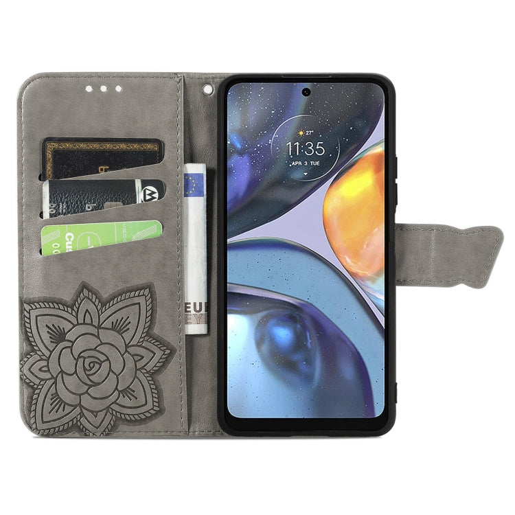 For Motorola Moto G22 Butterfly Love Flower Embossed Leather Phone Case