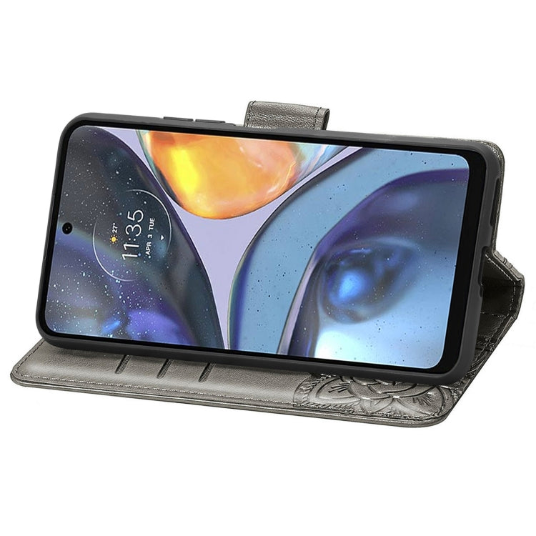 For Motorola Moto G22 Butterfly Love Flower Embossed Leather Phone Case