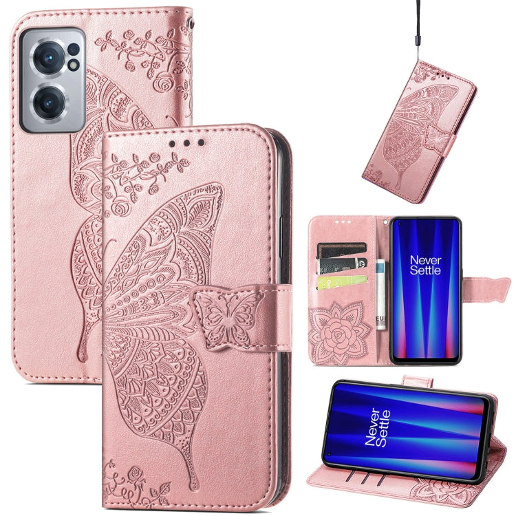 For OnePlus Nord CE 2 5G Butterfly Love Flower Embossed Leather Phone Case
