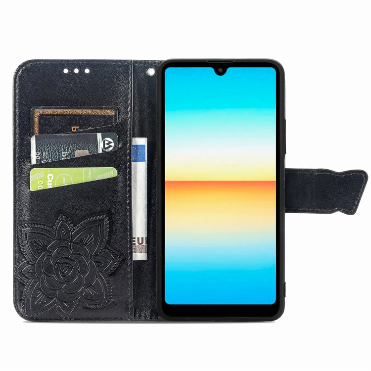 For Sony Xperia Ace III Butterfly Love Flower Embossed Leather Phone Case