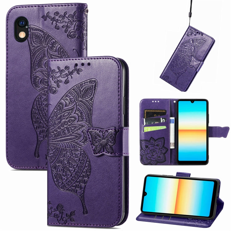 For Sony Xperia Ace III Butterfly Love Flower Embossed Leather Phone Case