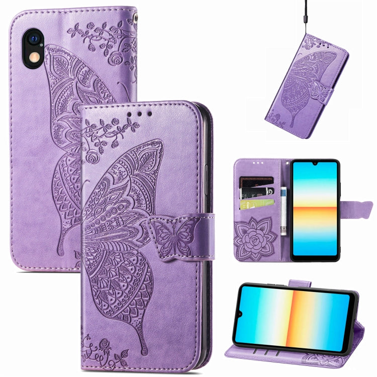 For Sony Xperia Ace III Butterfly Love Flower Embossed Leather Phone Case