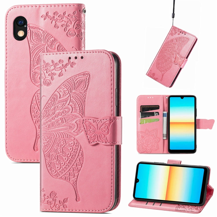 For Sony Xperia Ace III Butterfly Love Flower Embossed Leather Phone Case