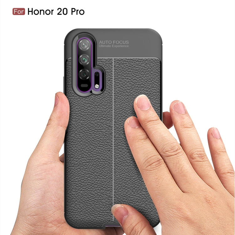 Litchi Texture TPU Shockproof Case for Huawei Honor 20 Pro(Navy Blue)