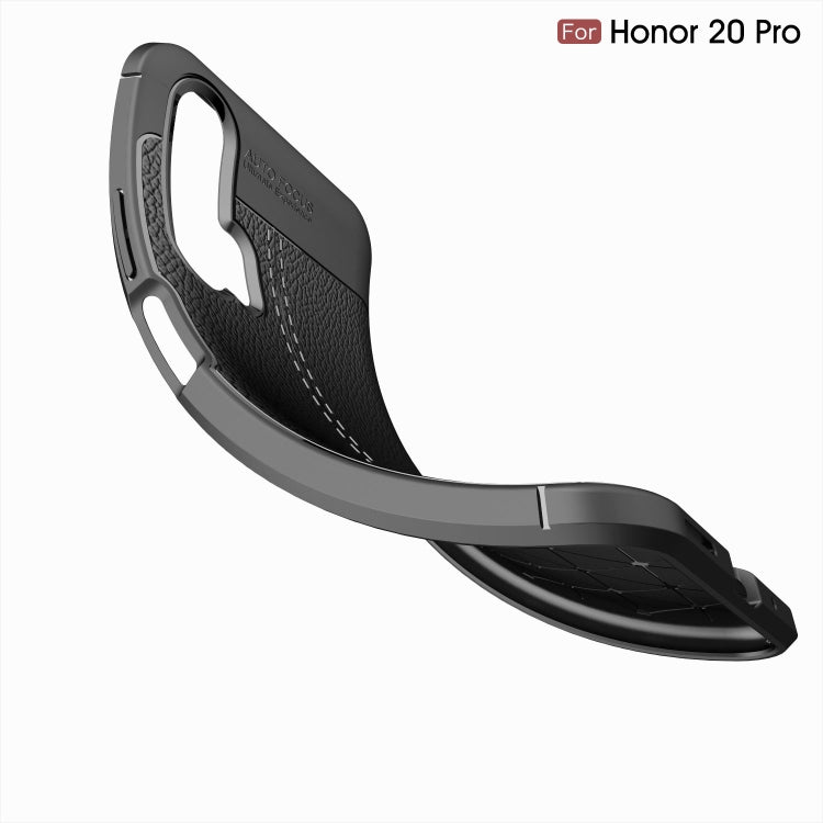 Litchi Texture TPU Shockproof Case for Huawei Honor 20 Pro(Navy Blue)