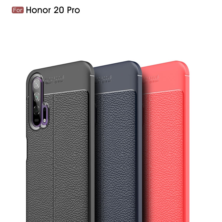 Litchi Texture TPU Shockproof Case for Huawei Honor 20 Pro(Navy Blue)