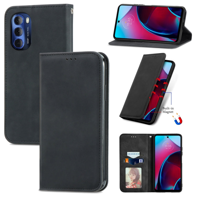 For Motorola Moto G Stylus 5G 2022 Retro Skin Feel Magnetic Leather Phone Case