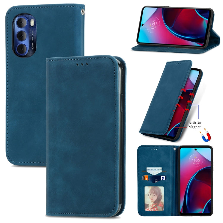 For Motorola Moto G Stylus 5G 2022 Retro Skin Feel Magnetic Leather Phone Case