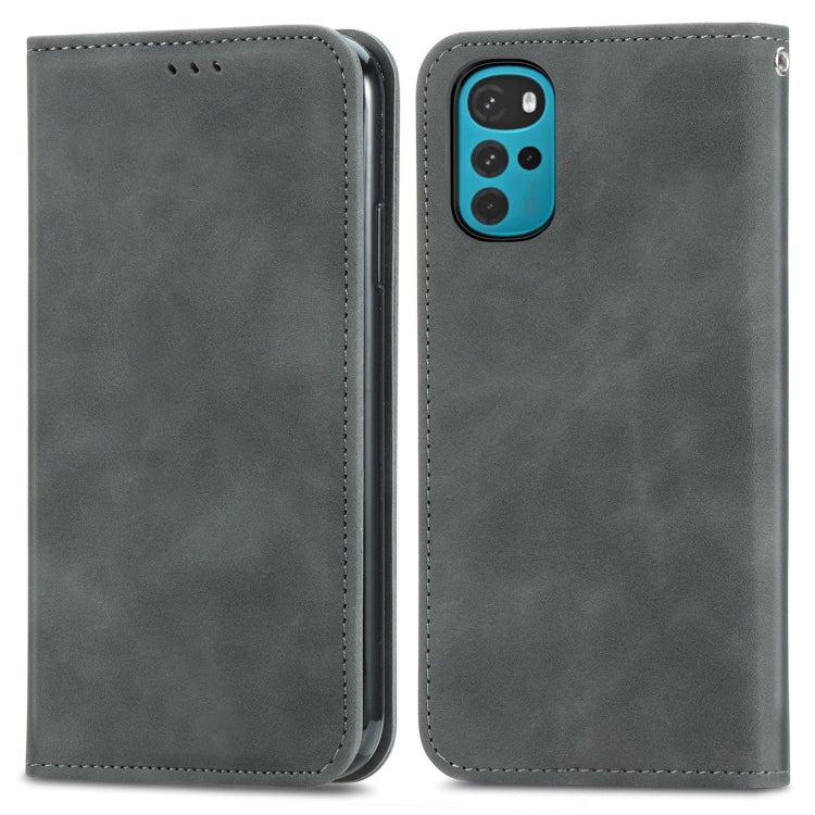 For Motorola Moto G22 Retro Skin Feel Magnetic Leather Phone Case